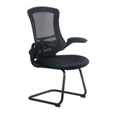 Nautilus Designs Luna Designer High Back Mesh Black Cantilever Visitor Chair With Folding Arms and Black Shell/Frame - BCM/L1302V/BK DD